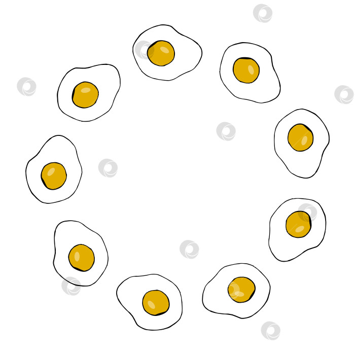 Скачать Круглая рамка с жареным яйцом на белом фоне. Векторное изображение. фотосток Ozero