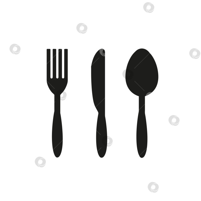 Скачать набор столовых приборов, вилка, нож, ложка, плоская векторная иллюстрация, значки баннеров для ресторана фотосток Ozero
