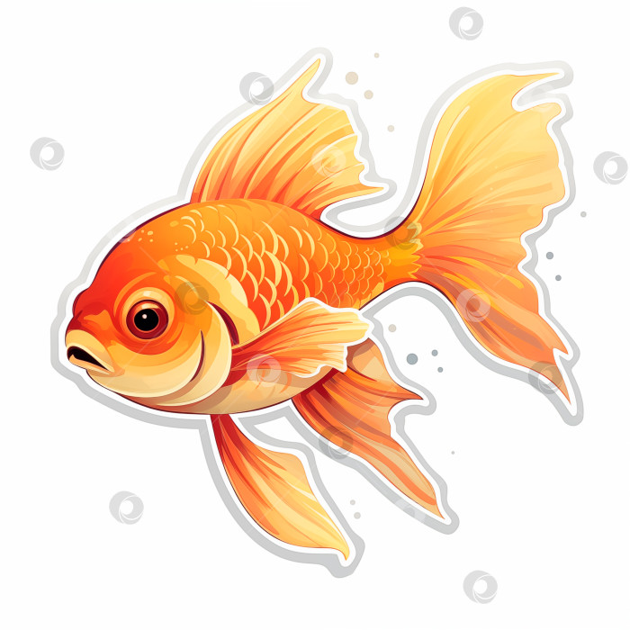 Скачать Иллюстрация с милой рыбкой в золотой вуали фотосток Ozero