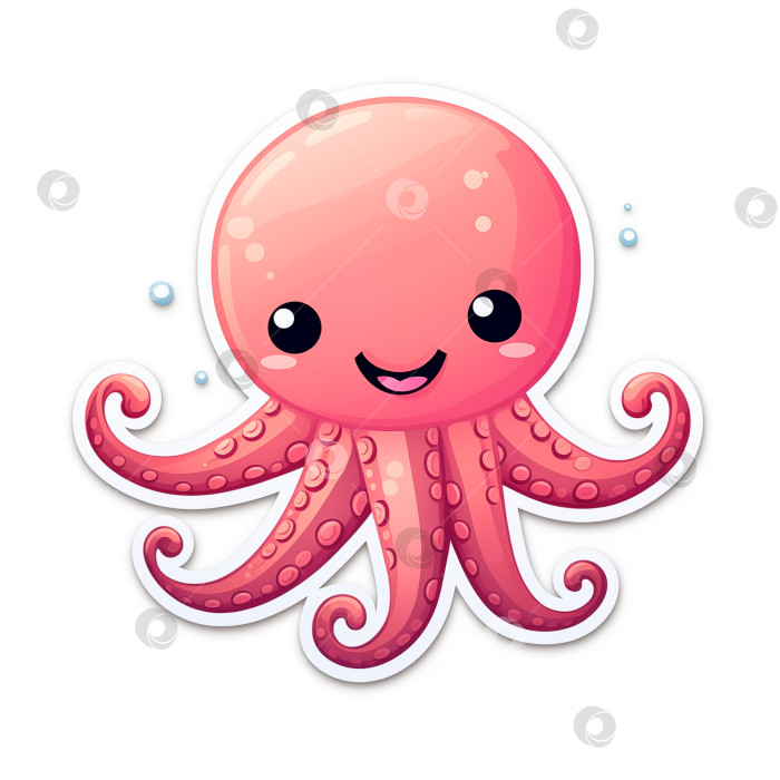 Скачать Иллюстрация с милым розовым осьминогом фотосток Ozero