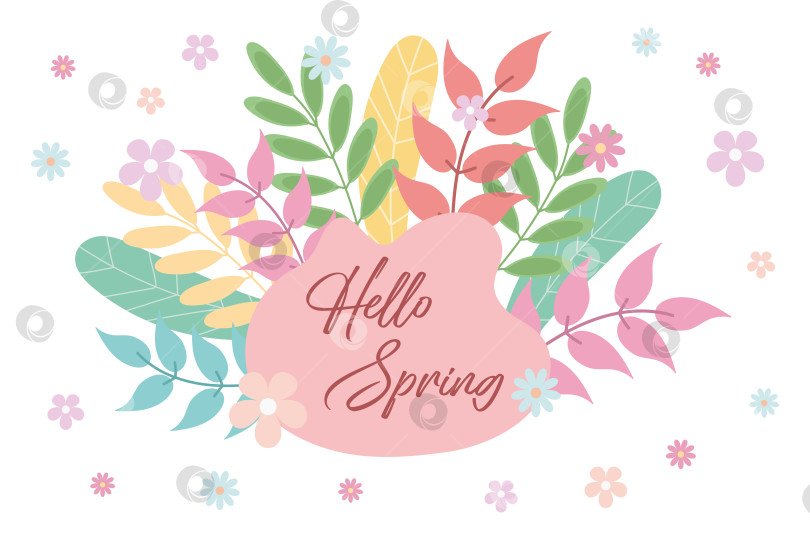 Скачать Красивый весенний цветочный фон. Надпись "Привет, весна". фотосток Ozero