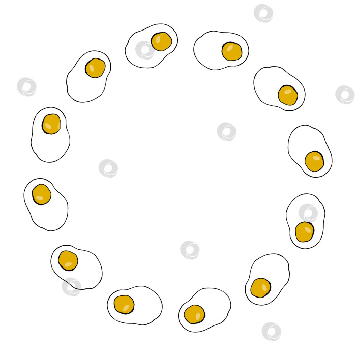 Скачать Круглая рамка с чудесным жареным яйцом на белом фоне. Векторное изображение. фотосток Ozero