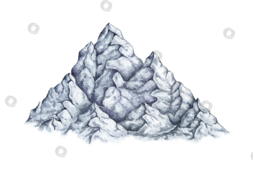 Скачать Скалистый горный хребет акварелью фотосток Ozero