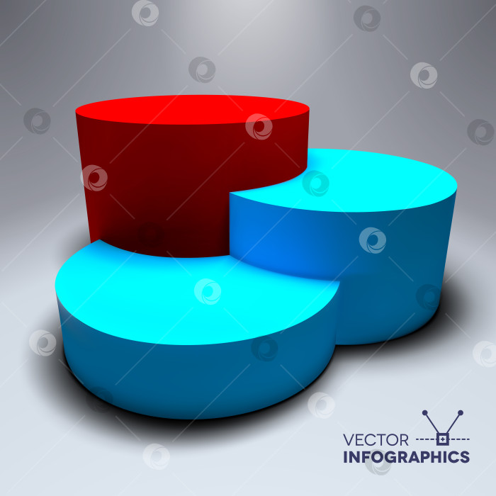 Скачать Векторная инфографика 3D пьедестал с синими и красными колоннами фотосток Ozero