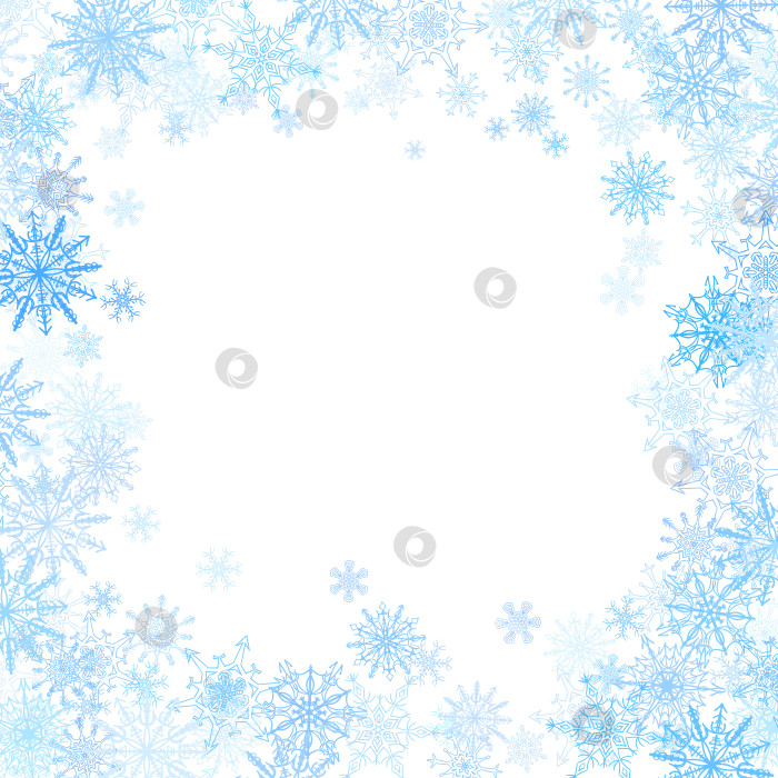 Скачать Прямоугольная рамка с маленькими синими снежинками фотосток Ozero
