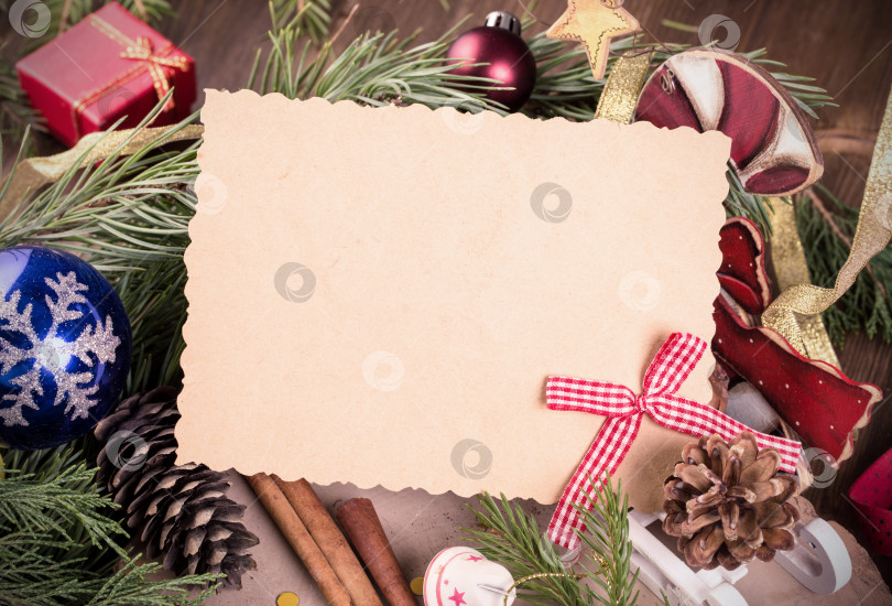 Скачать Пустая открытка и рождественское украшение фотосток Ozero