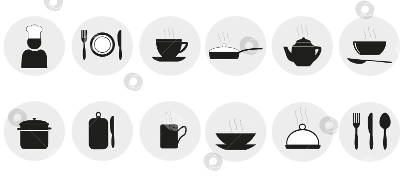 Скачать набор иконок, кулинария и концепция кухни, ресторан, веб-набор фотосток Ozero