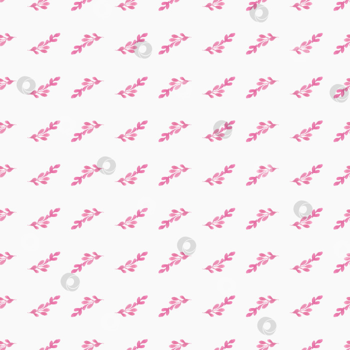 Скачать акварельный бесшовный узор из розовых веток на белом фоне. фотосток Ozero