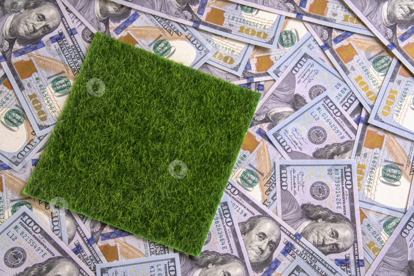 Скачать Земельный участок с зеленой травой на фоне доллара фотосток Ozero
