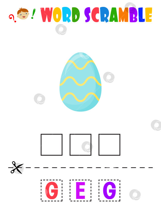 Скачать Словесная перепалка. Пасхальное яйцо. развивающий лист для детей фотосток Ozero