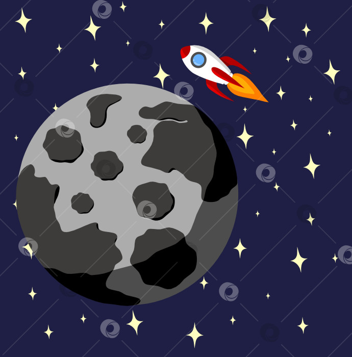 Скачать Луна с ракетой фотосток Ozero