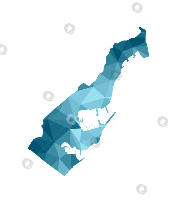 Скачать Значок векторной изолированной иллюстрации с упрощенным синим силуэтом карты Монако. Полигональный геометрический стиль, треугольные формы. Белый фон. фотосток Ozero