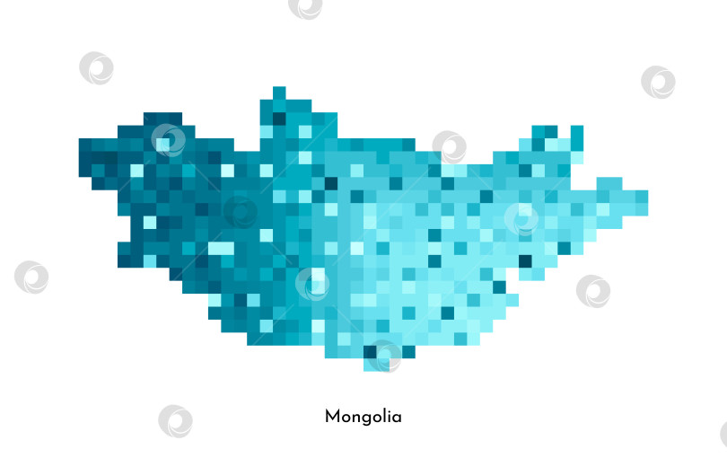 Скачать Векторная изолированная геометрическая иллюстрация с простой ледяной синей формой карты Монголии. Стиль пиксельной графики для шаблона NFT. Точечный логотип с градиентной текстурой для дизайна на белом фоне фотосток Ozero