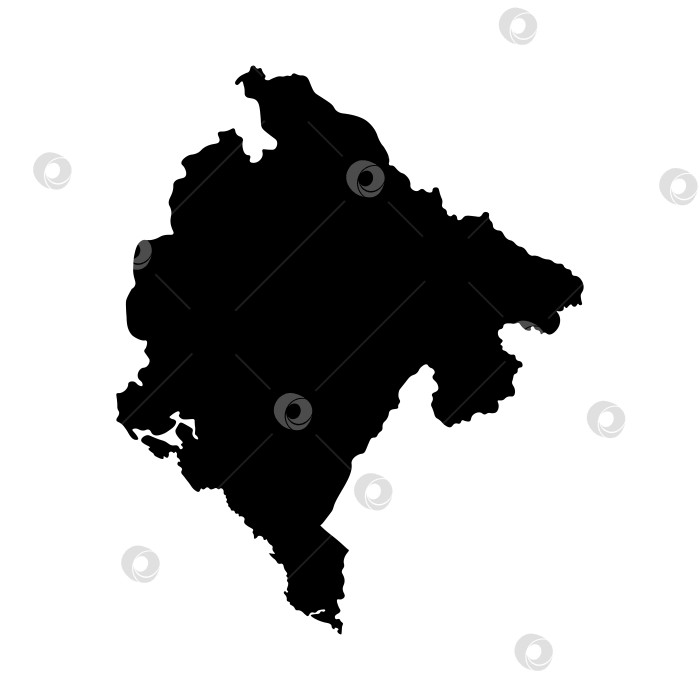 Скачать Векторный изолированный значок упрощенной иллюстрации с черным силуэтом карты Черногории. Белый фон фотосток Ozero