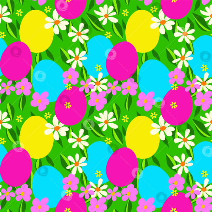 Скачать Набор бесшовных фонов с пасхальными яйцами с рисунком, векторная графика 1000х1000 пикселей. фотосток Ozero