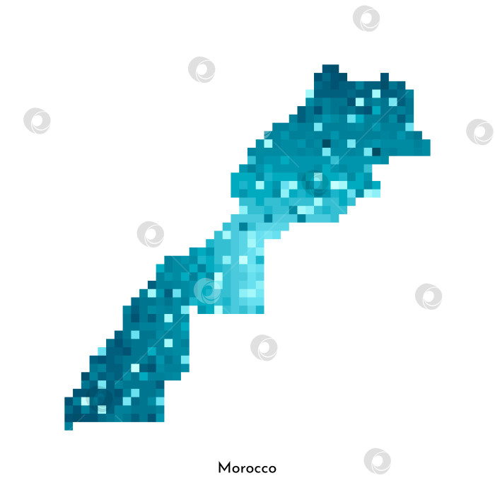 Скачать Векторная изолированная геометрическая иллюстрация с простой ледяной синей формой карты Марокко. Стиль пиксельной графики для шаблона NFT. Точечный логотип с градиентной текстурой для дизайна на белом фоне фотосток Ozero