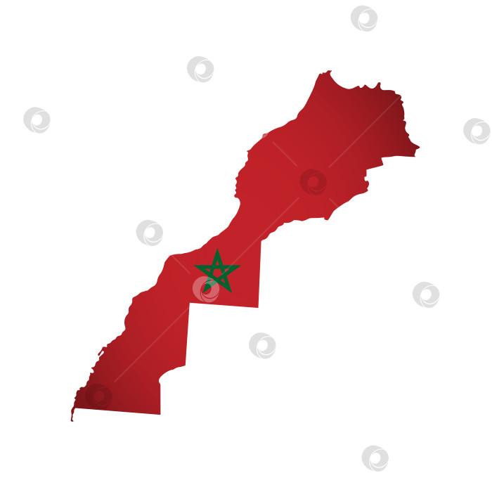 Скачать Векторная изолированная упрощенная иллюстрация с силуэтом карты Марокко, включающей спорную территорию Западной Сахары. Национальный флаг Марокко. Белый фон. фотосток Ozero