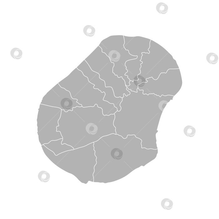 Скачать Векторная изолированная иллюстрация упрощенной административной карты Науру. Границы округов, областей. Серые силуэты. Белый контур фотосток Ozero