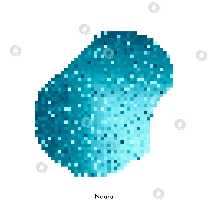 Скачать Векторная изолированная геометрическая иллюстрация с простой ледяной синей формой карты Науру. Стиль пиксельной графики для шаблона NFT. Точечный логотип с градиентной текстурой для дизайна на белом фоне фотосток Ozero