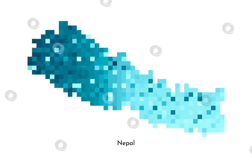 Скачать Векторная изолированная геометрическая иллюстрация с простой ледяной синей формой карты Непала. Стиль пиксельной графики для шаблона NFT. Точечный логотип с градиентной текстурой для дизайна на белом фоне фотосток Ozero