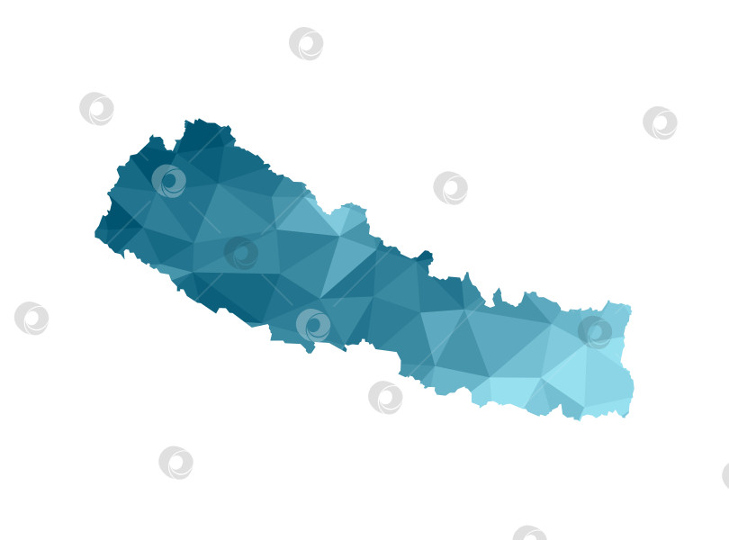 Скачать Значок векторной изолированной иллюстрации с упрощенным синим силуэтом карты Непала. Полигональный геометрический стиль, треугольные формы. Белый фон. фотосток Ozero