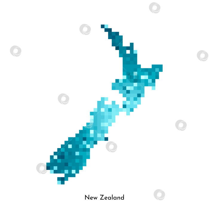 Скачать Векторная изолированная геометрическая иллюстрация с простой ледяной синей формой карты Новой Зеландии. Стиль пиксельной графики для шаблона NFT. Точечный логотип с градиентной текстурой для дизайна на белом фоне фотосток Ozero