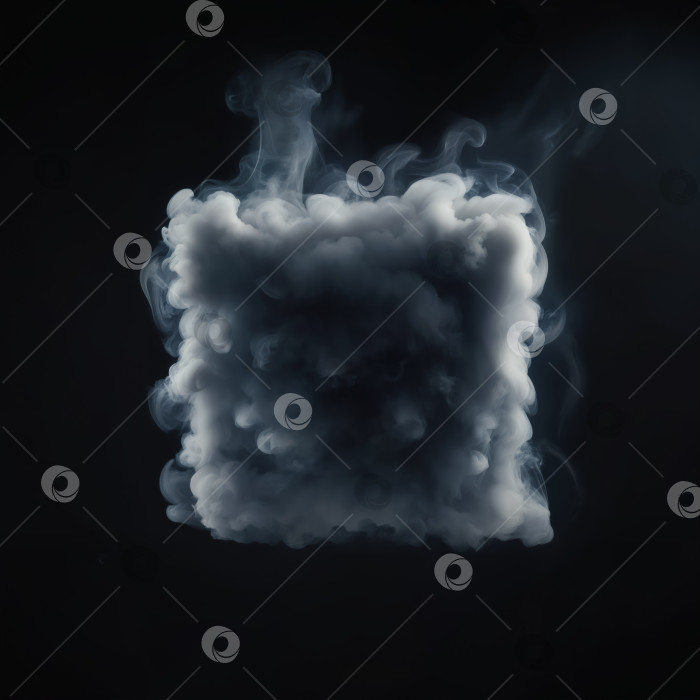 Скачать Облако дыма квадратной формы, плавающее на черном фоне фотосток Ozero