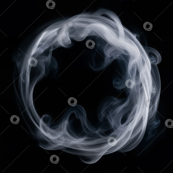 Скачать Дымовое кольцо в форме круга на черном фоне фотосток Ozero