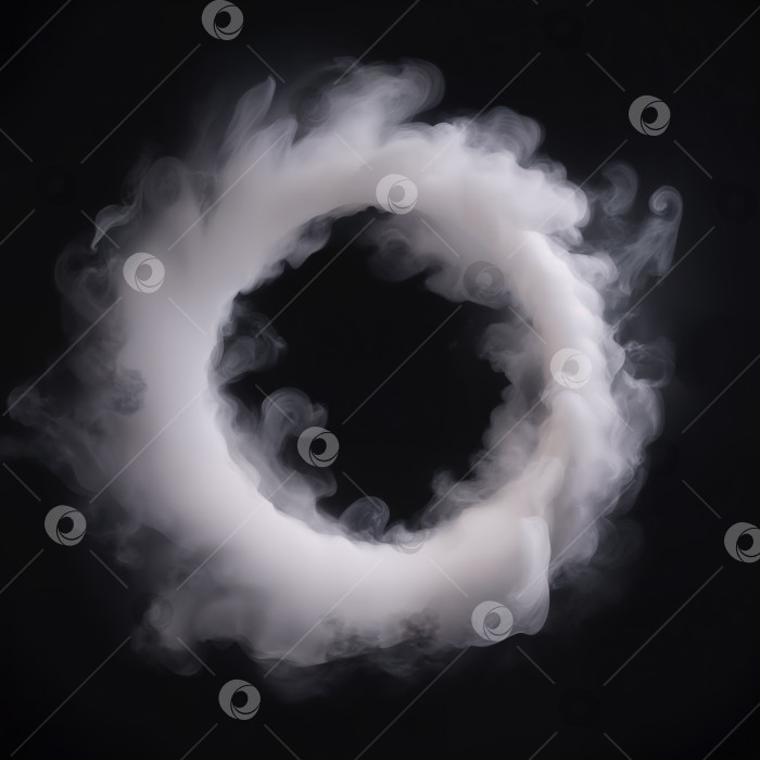 Скачать Дымовое кольцо в форме круга на черном фоне фотосток Ozero