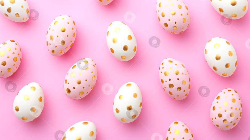 Скачать Пасхальные яйца на светло-розовом фоне. Сгенерирован искусственный интеллект. фотосток Ozero