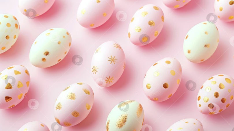 Скачать Пасхальные яйца на светло-розовом фоне. Создан искусственный интеллект. фотосток Ozero