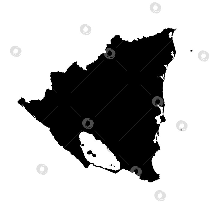 Скачать Векторный изолированный значок упрощенной иллюстрации с черным силуэтом карты Никарагуа. Белый фон фотосток Ozero