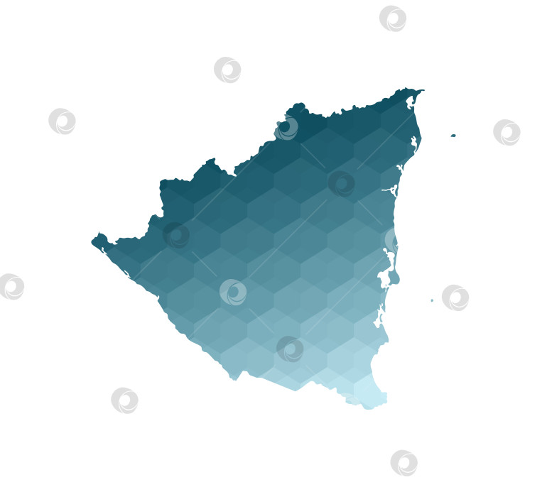 Скачать Значок векторной изолированной иллюстрации с упрощенным синим силуэтом карты Никарагуа. Полигональный геометрический стиль. Белый фон. фотосток Ozero