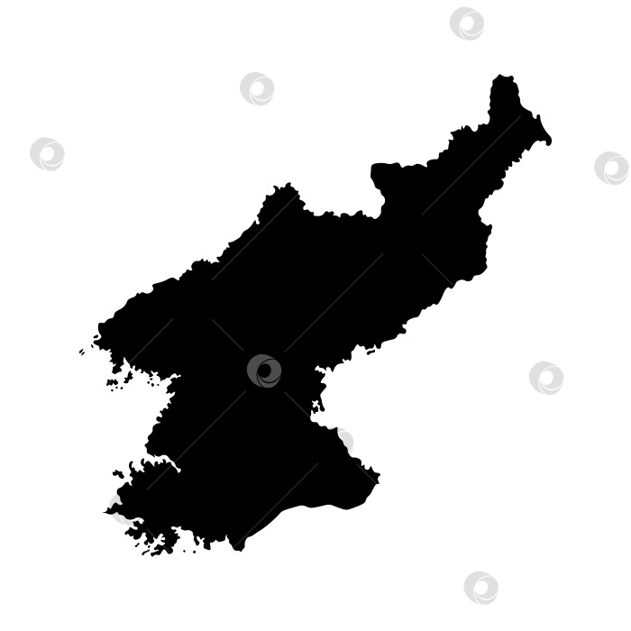 Скачать Векторный изолированный значок упрощенной иллюстрации с черным силуэтом карты Северной Кореи. Белый фон фотосток Ozero