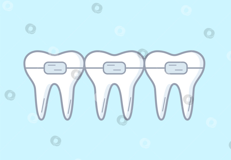 Скачать Значок каракули с зубными брекетами. Векторная иллюстрация ухода за зубами, стоматология, эскиз зубов. фотосток Ozero