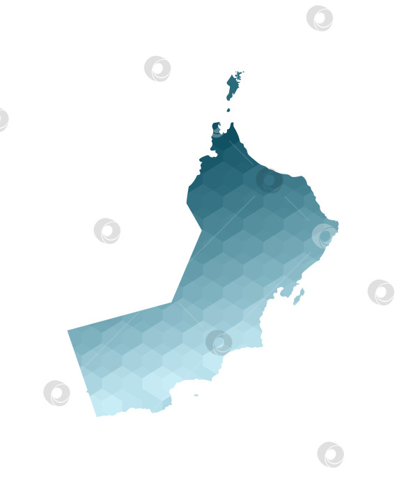 Скачать Значок векторной изолированной иллюстрации с упрощенным синим силуэтом карты Омана. Полигональный геометрический стиль. Белый фон. фотосток Ozero