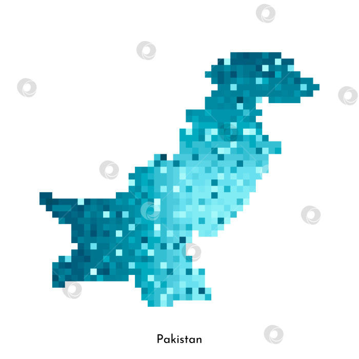 Скачать Векторная изолированная геометрическая иллюстрация с простой ледяной синей формой карты Пакистана. Стиль пиксельной графики для шаблона NFT. Пунктирный логотип с градиентной текстурой для дизайна на белом фоне фотосток Ozero