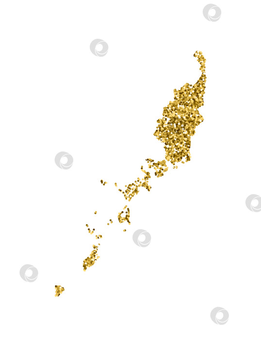 Скачать Векторная изолированная иллюстрация с упрощенной картой Палау. Украшена блестящей текстурой золотого блеска. Новогоднее и рождественское украшение для поздравительной открытки. фотосток Ozero