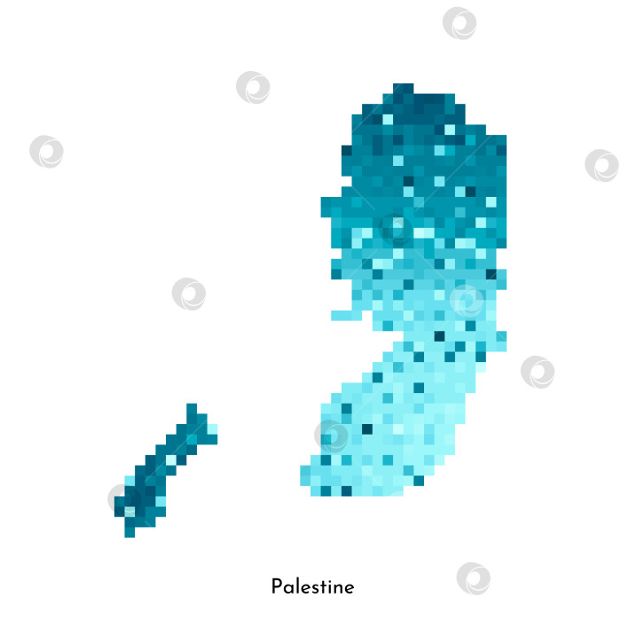 Скачать Векторная изолированная геометрическая иллюстрация с простой ледяной синей формой карты Палестины. Стиль пиксельной графики для шаблона NFT. Точечный логотип с градиентной текстурой для дизайна на белом фоне фотосток Ozero