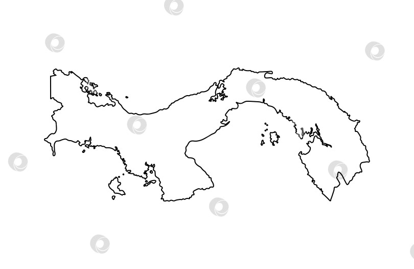 Скачать Векторный изолированный значок упрощенной иллюстрации с силуэтом карты Pnama в виде черной линии. Белый фон фотосток Ozero
