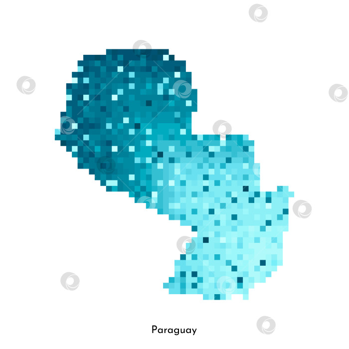 Скачать Векторная изолированная геометрическая иллюстрация с простой ледяной синей формой карты Парагвая. Стиль пиксельной графики для шаблона NFT. Точечный логотип с градиентной текстурой для дизайна на белом фоне фотосток Ozero