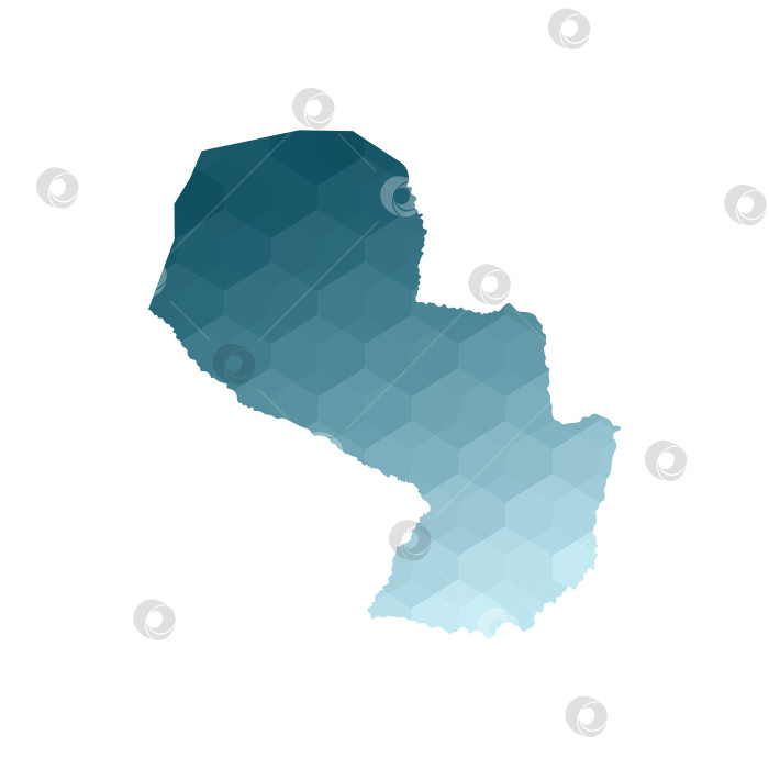 Скачать Значок векторной изолированной иллюстрации с упрощенным синим силуэтом карты Парагвая. Полигональный геометрический стиль. Белый фон. фотосток Ozero