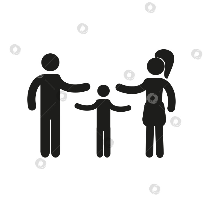 Скачать Семейный значок, плоская векторная иллюстрация. Пиктограмма человеческой фигуры, семьи. мужчина, женщина, ребенок. фотосток Ozero