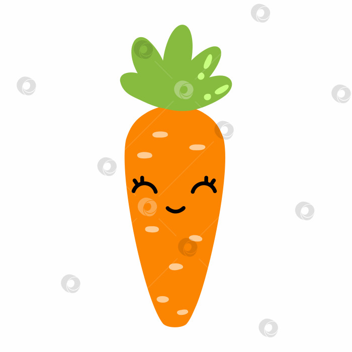 Скачать милая забавная морковка с лицом и эмоциями. Векторная изолированная иллюстрация для детей. фотосток Ozero