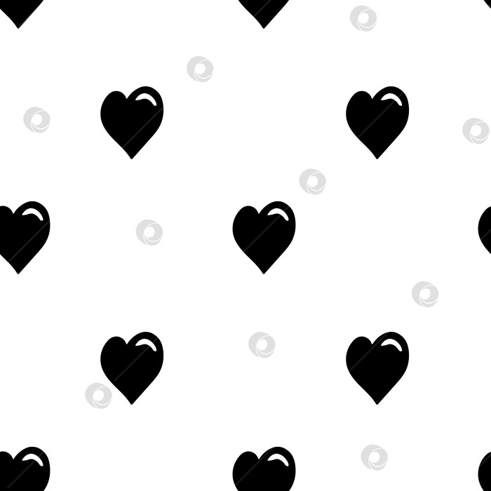 Скачать Нарисуйте бесшовный квадратный узор с милыми черными сердечками. Простая текстура для оберточной бумаги, для текстиля. Монохромный узор в стиле каракулей на изменчивом белом фоне. Эскиз, нарисованный от руки. фотосток Ozero