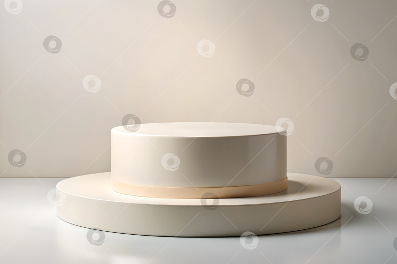 Скачать Реалистичный 3d цилиндрический пьедестал-подиум с пастельно-белым фоном фотосток Ozero