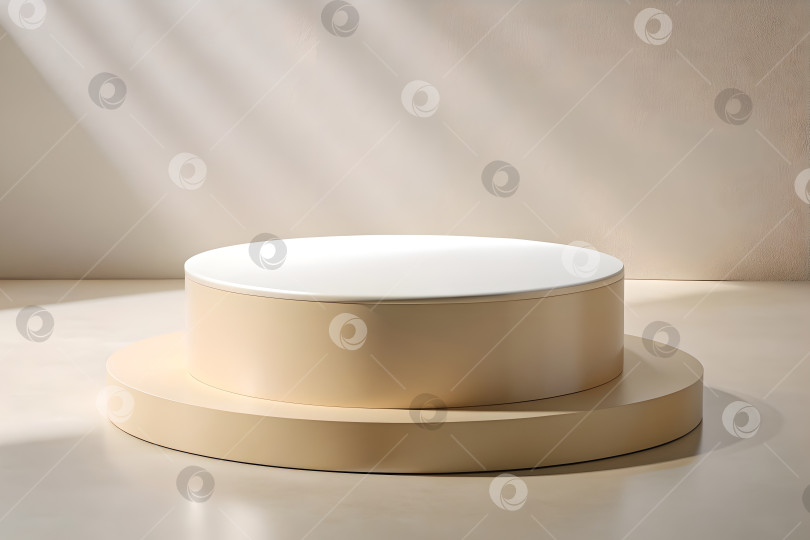 Скачать Реалистичный 3d цилиндрический пьедестал-подиум с пастельно-белым фоном. фотосток Ozero