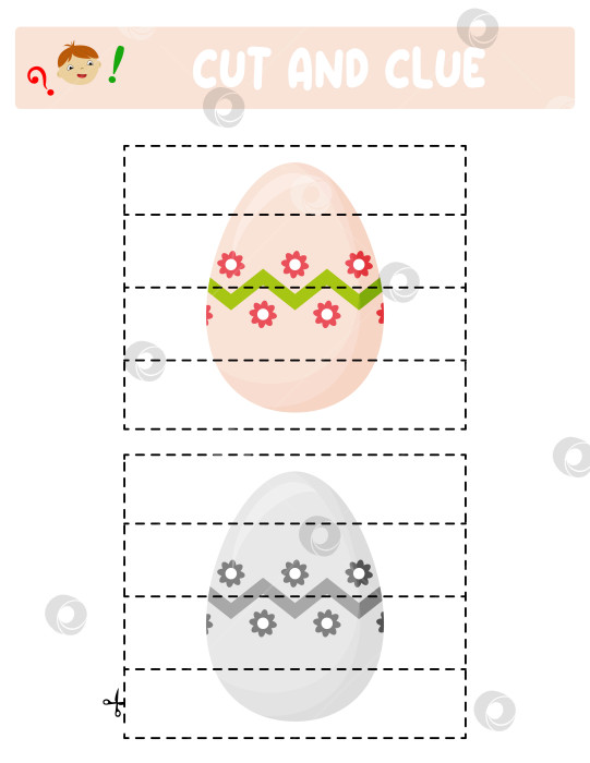 Скачать Вырезаем и склеиваем. Пасхальные яйца. Развивающая игра для детей фотосток Ozero