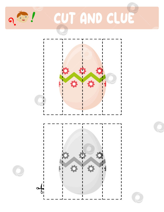 Скачать Вырезаем и склеиваем. Пасхальные яйца. Развивающая игра для детей фотосток Ozero