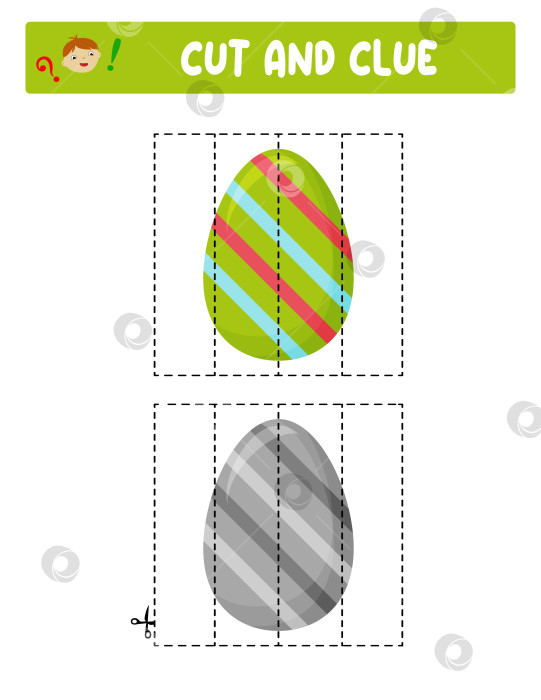 Скачать Вырезаем и склеиваем. Пасхальные яйца. Развивающая игра для детей фотосток Ozero